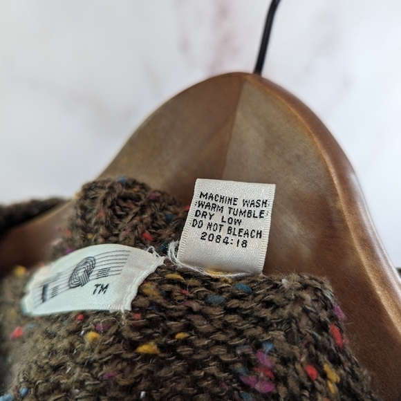 Vintage Sweater Womens Large Brown Medallion Boho Granny Square 90s Knit Pattern - Picture 9 of 10